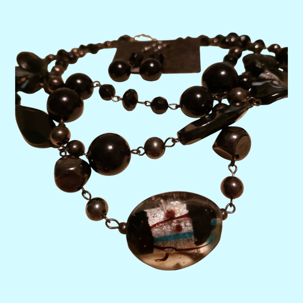 Black beaded jewelry set